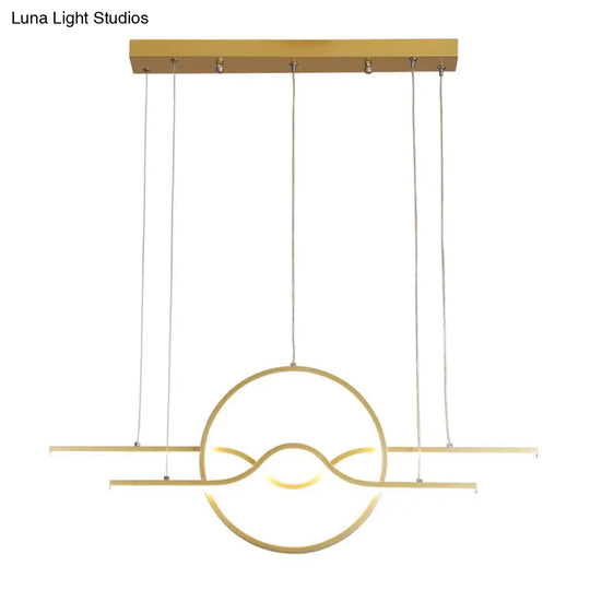 Gold Island Led Pendant Light With Modern Wavy Design For Dining Area