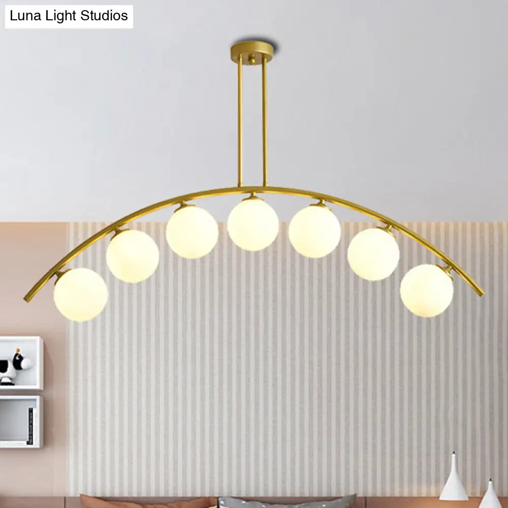 Gold Island Pendant With Clear/White Shade And Curvy Design - Perfect For Modern Kitchens (3/5/7