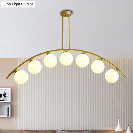 Gold Island Pendant With Clear/White Shade And Curvy Design - Perfect For Modern Kitchens (3/5/7