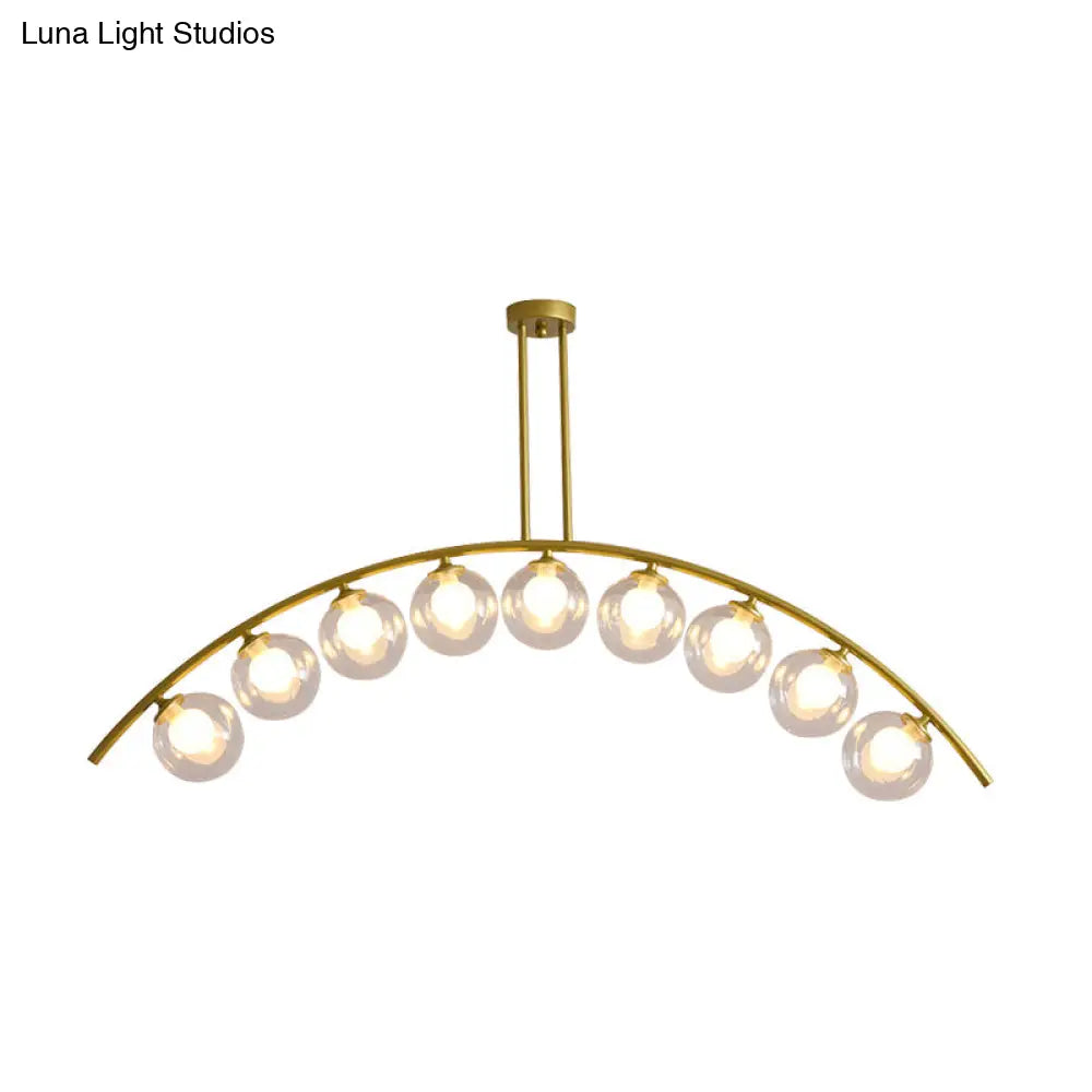 Gold Island Pendant With Clear/White Shade And Curvy Design - Perfect For Modern Kitchens (3/5/7