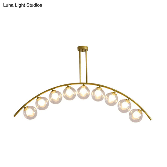 Gold Island Pendant With Clear/White Shade And Curvy Design - Perfect For Modern Kitchens (3/5/7