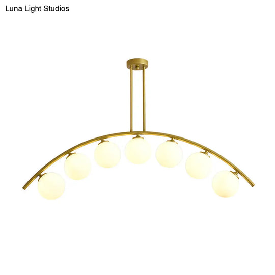 Gold Island Pendant With Clear/White Shade And Curvy Design - Perfect For Modern Kitchens (3/5/7