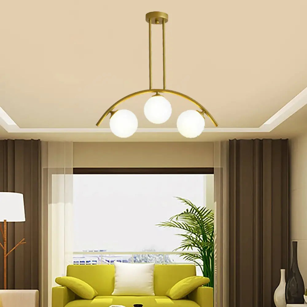 Gold Island Pendant With Clear/White Shade And Curvy Design - Perfect For Modern Kitchens (3/5/7