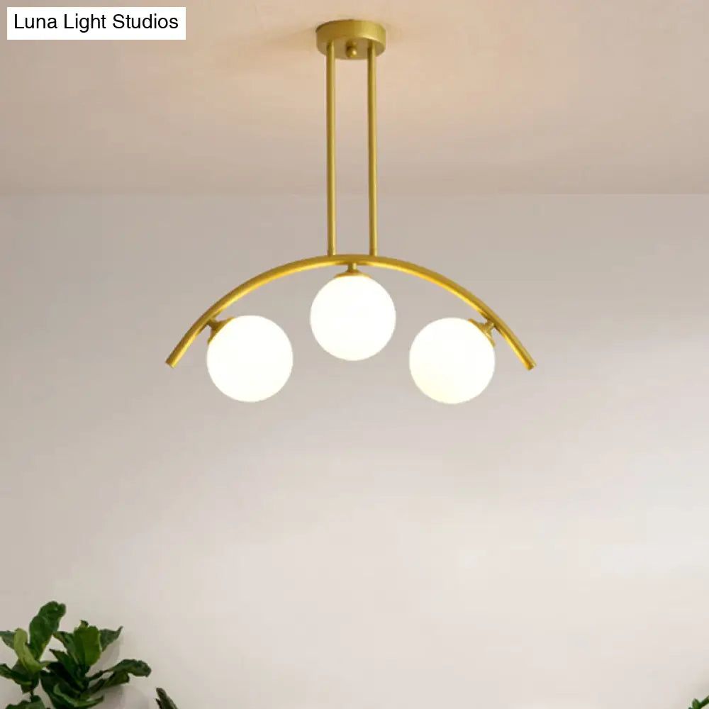 Gold Island Pendant With Clear/White Shade And Curvy Design - Perfect For Modern Kitchens (3/5/7