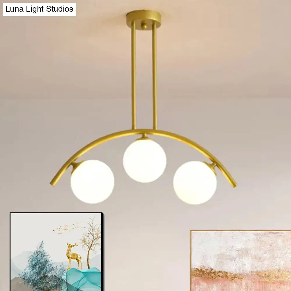 Gold Island Pendant With Clear/White Shade And Curvy Design - Perfect For Modern Kitchens (3/5/7