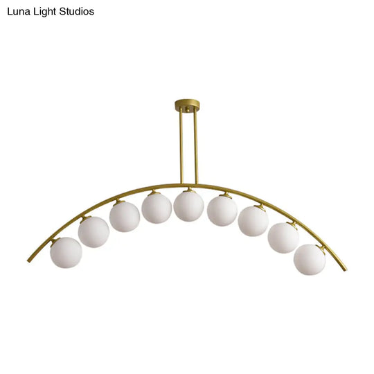 Gold Island Pendant With Clear/White Shade And Curvy Design - Perfect For Modern Kitchens (3/5/7