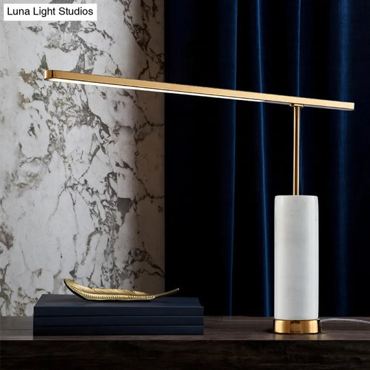 Gold L-Shaped Led Nightstand Lamp: Stylish Table Light With Marble Base