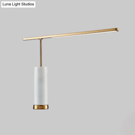 Gold L-Shaped Led Nightstand Lamp: Stylish Table Light With Marble Base