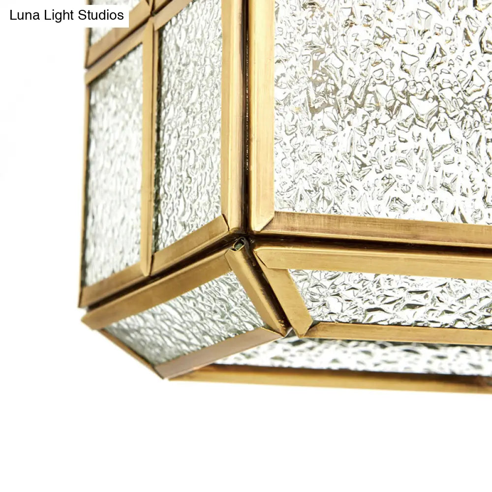 Gold Lantern Hanging Lamp - Traditional Frosted Glass 6.5/8 Wide 1 Light Living Room Ceiling