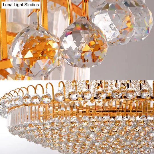 Gold Layered Crystal Chandelier - Contemporary Design (15 Lights)