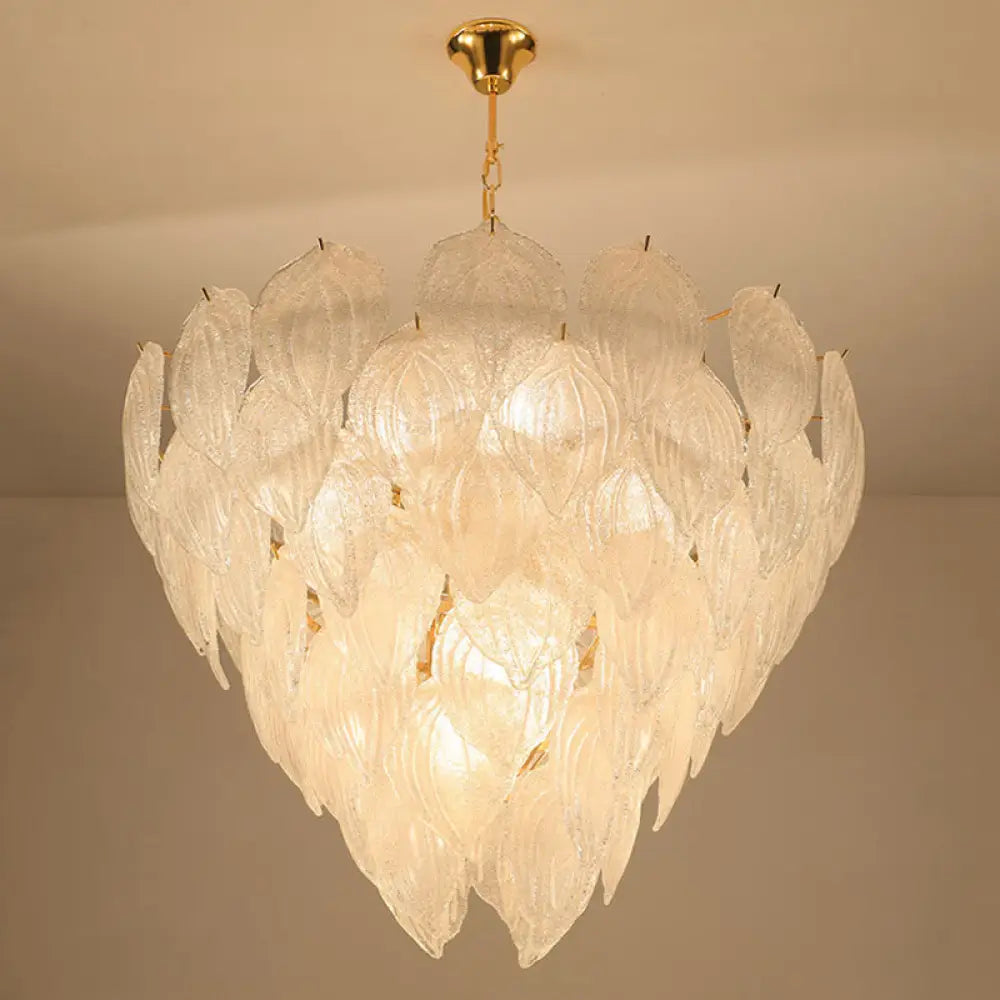 Gold Leaf Glass Pendant Chandelier - 1-Light Living Room Ceiling Fixture 16/23.5/31.5 Wide / 16