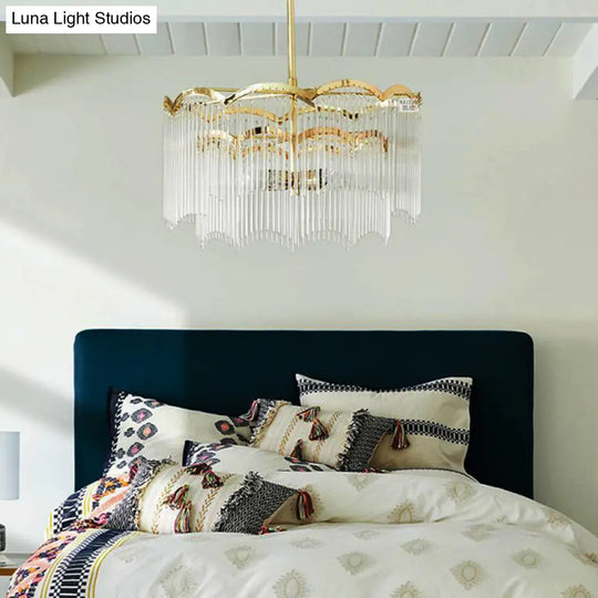 Gold Led Bedroom Ceiling Chandelier With Modern Crystal Shade