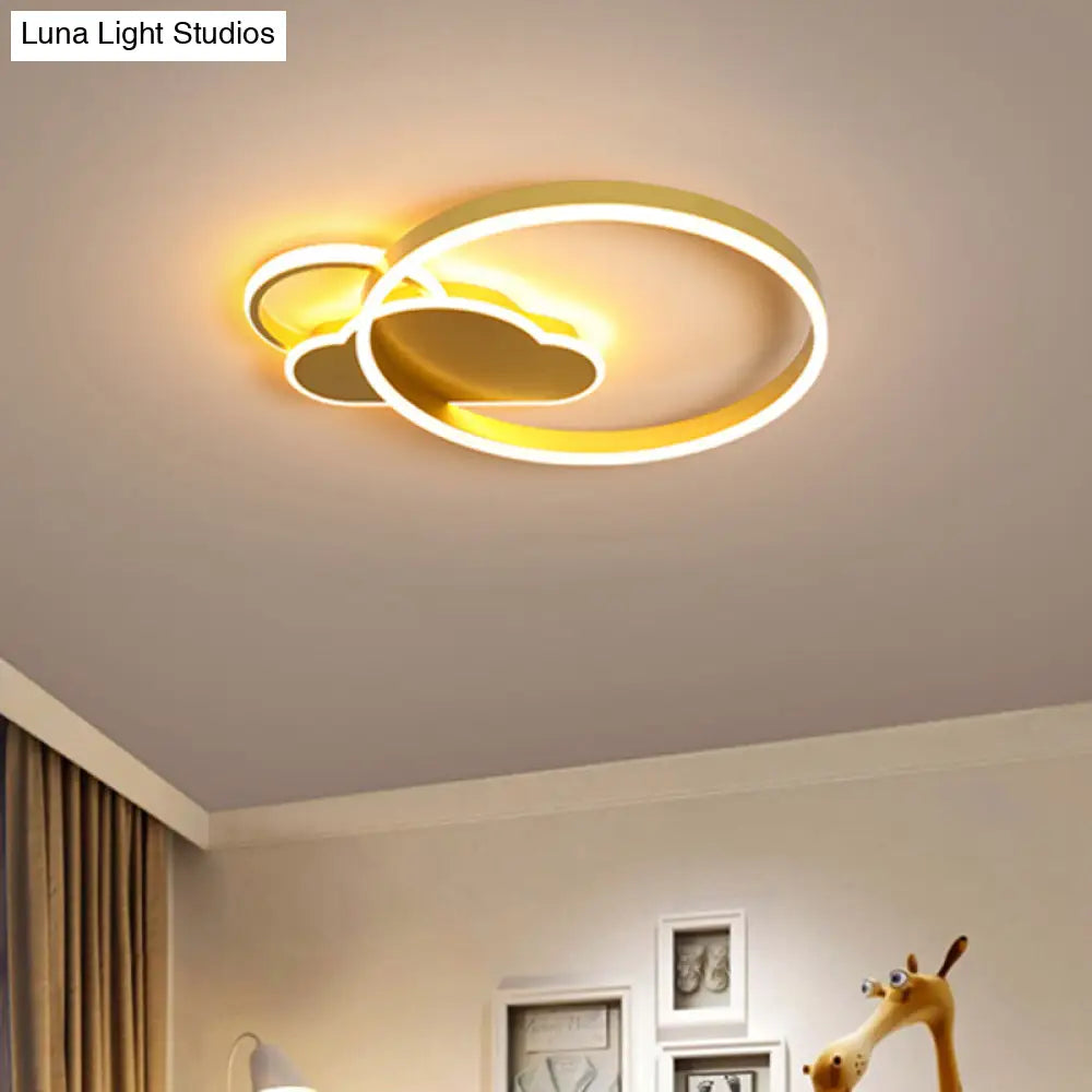 Gold Led Bedroom Ceiling Flush Light With Cloud Acrylic Shade - Creative Fixture