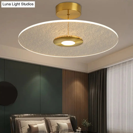 Gold Led Bedroom Ceiling Light: Simple Disk-Shaped Flush Mount