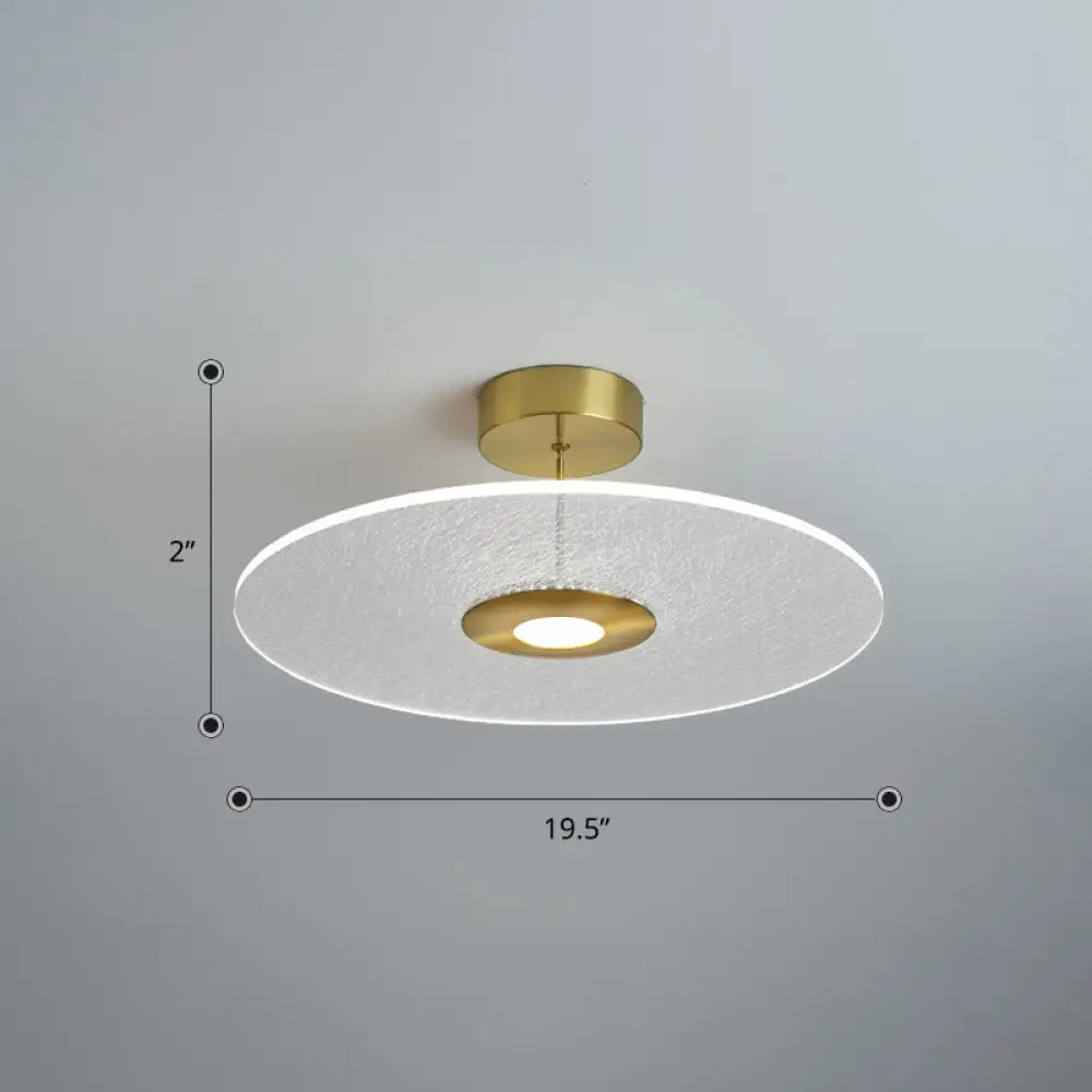 Gold Led Bedroom Ceiling Light: Simple Disk-Shaped Flush Mount / White