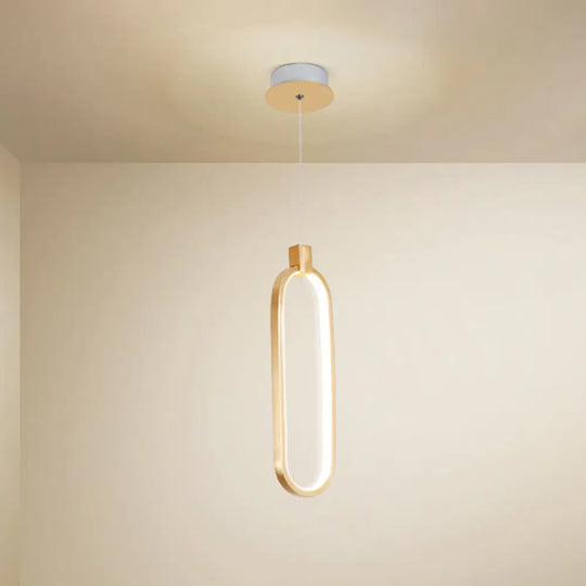 Gold Led Bedroom Pendant Light - Single Head Metal Ceiling Hanging 1 / Natural