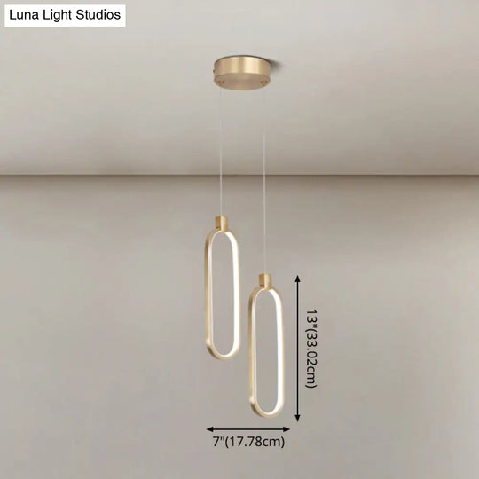 Gold Led Hanging Pendant Light For Bedroom With Metal Single Head And Small Ceiling Design