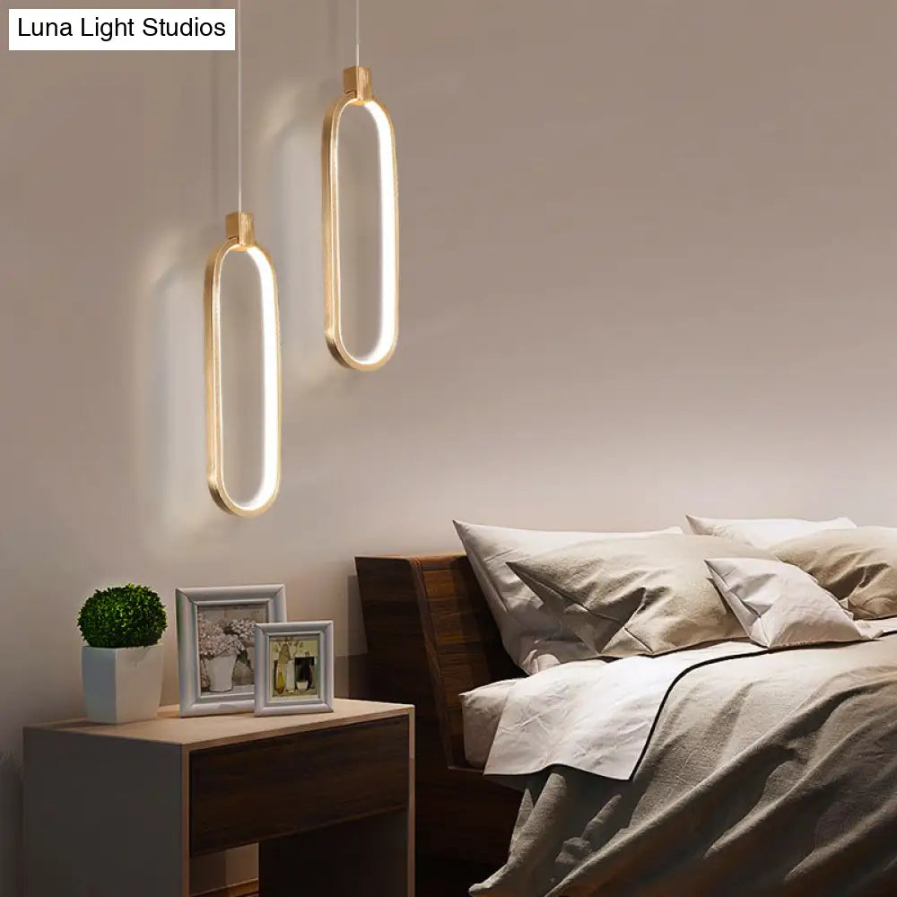 Gold Led Bedroom Pendant Light - Single Head Metal Ceiling Hanging