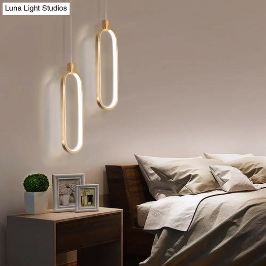 Gold Led Bedroom Pendant Light - Single Head Metal Ceiling Hanging