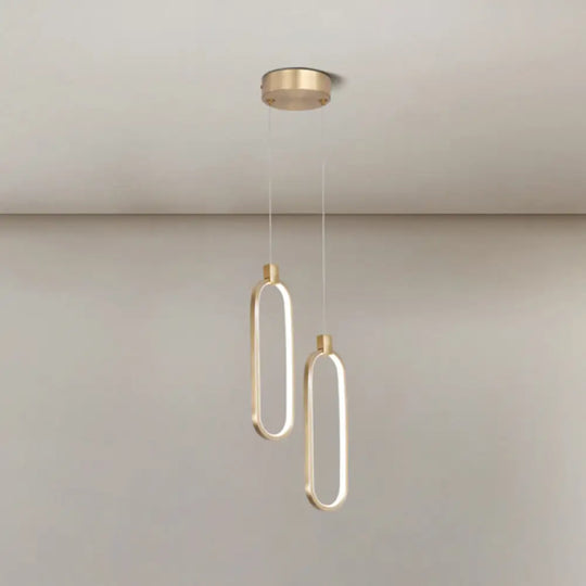 Gold Led Bedroom Pendant Light - Single Head Metal Ceiling Hanging 2 / White