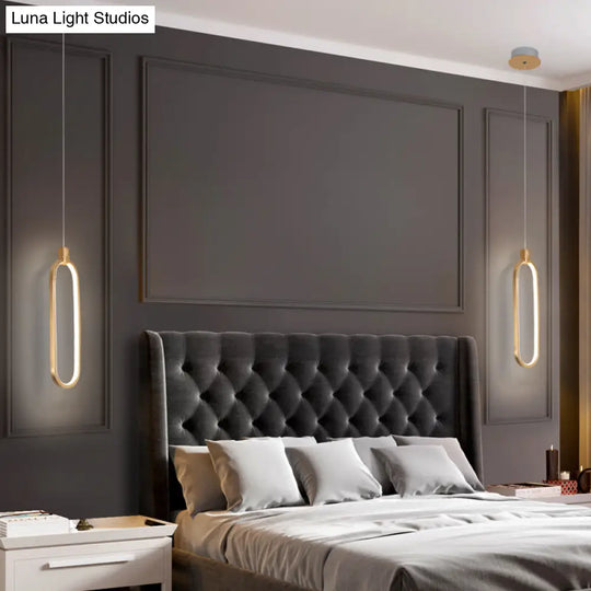 Gold Led Hanging Pendant Light For Bedroom With Metal Single Head And Small Ceiling Design