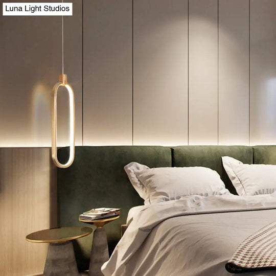 Gold Led Hanging Pendant Light For Bedroom With Metal Single Head And Small Ceiling Design