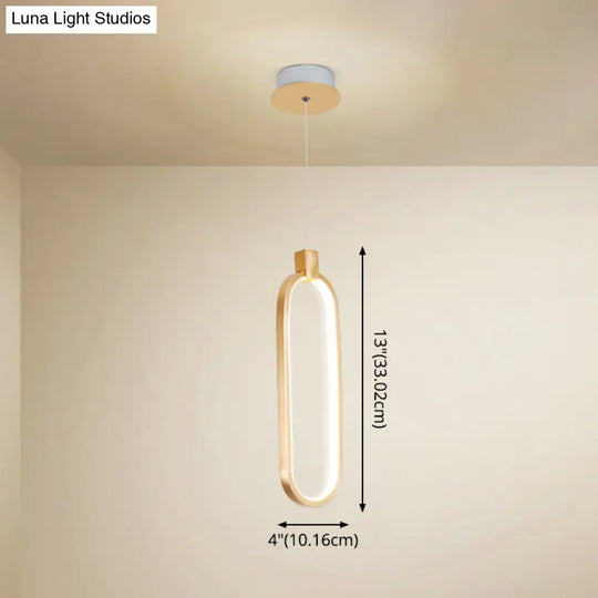 Gold Led Bedroom Pendant Light - Single Head Metal Ceiling Hanging