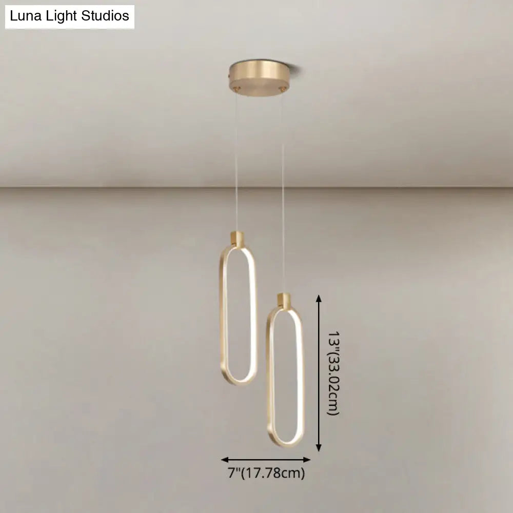 Gold Led Bedroom Pendant Light - Single Head Metal Ceiling Hanging