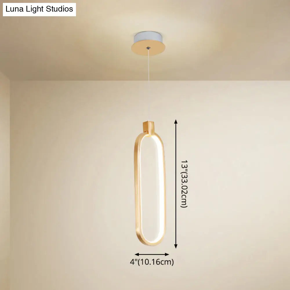 Gold Led Hanging Pendant Light For Bedroom With Metal Single Head And Small Ceiling Design