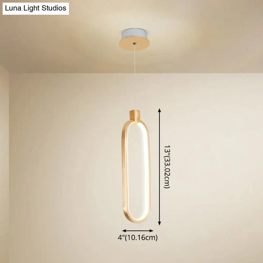 Gold Led Hanging Pendant Light For Bedroom With Metal Single Head And Small Ceiling Design