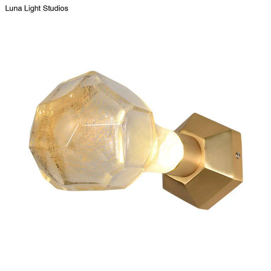 Gold Led Bubble Glass Wall Sconce Light For Restaurants: Traditional Geometric Design