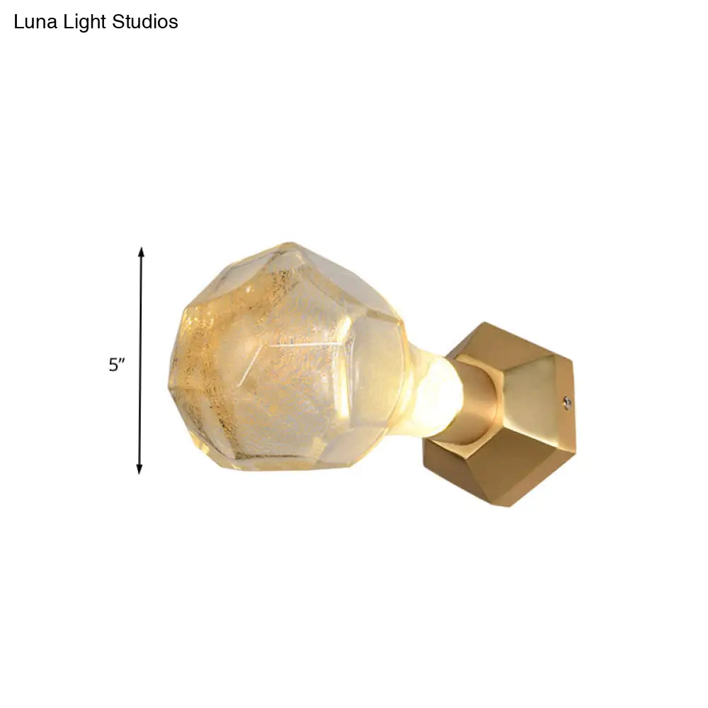 Gold Led Bubble Glass Wall Sconce Light For Restaurants: Traditional Geometric Design