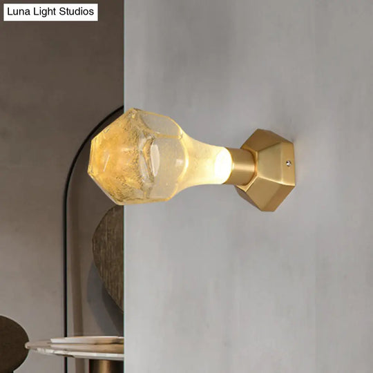 Gold Led Bubble Glass Wall Sconce Light For Restaurants: Traditional Geometric Design