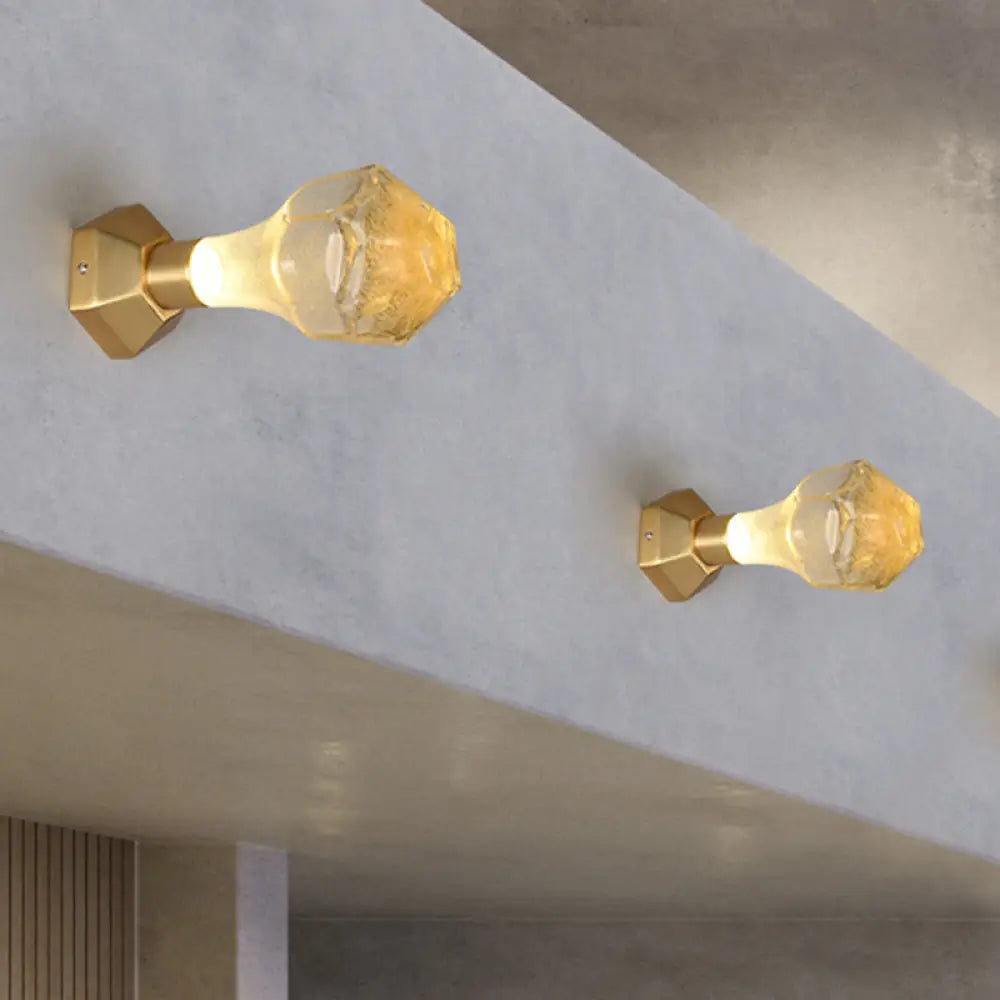 Gold Led Bubble Glass Wall Sconce Light For Restaurants: Traditional Geometric Design