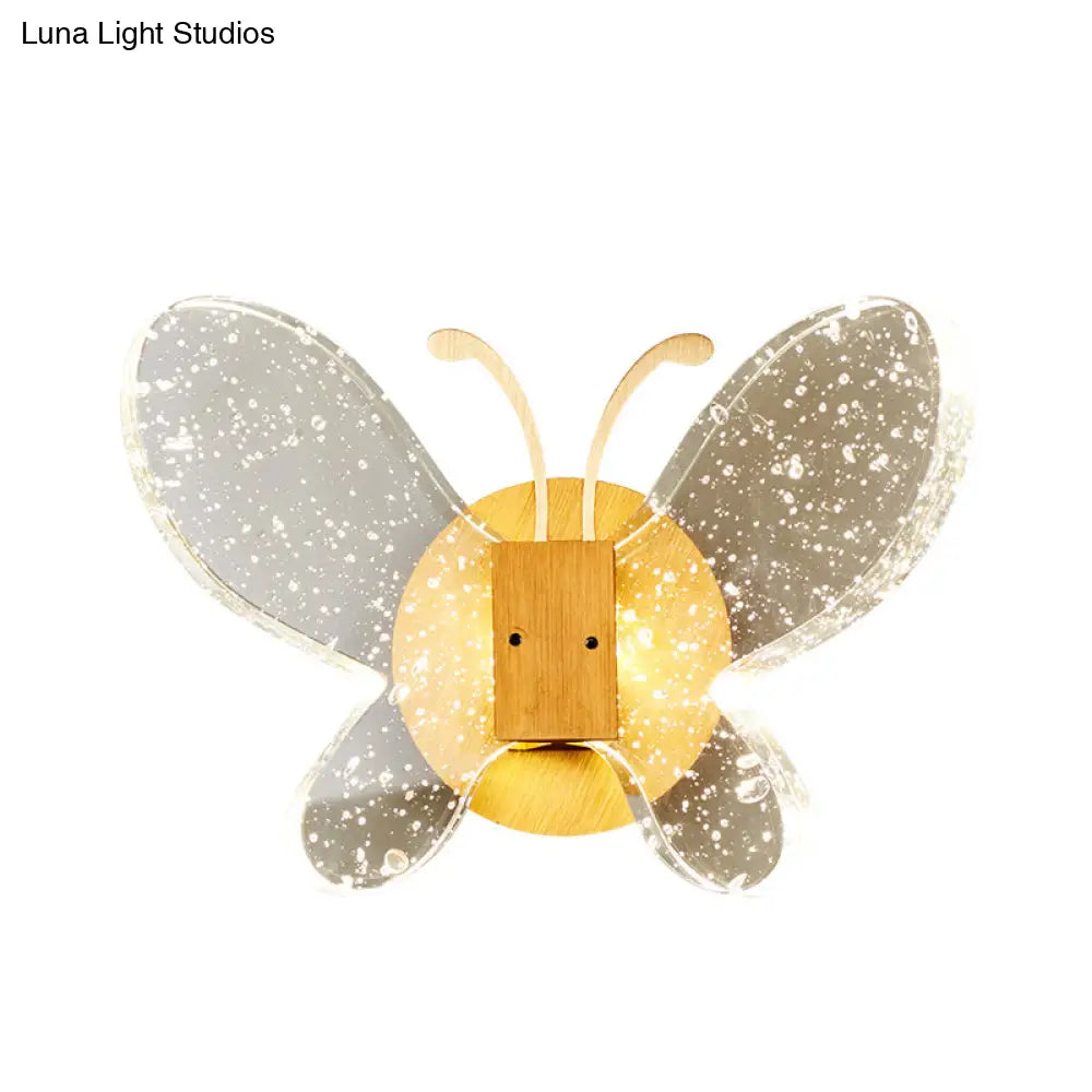 Gold Led Butterfly Bubble Crystal Sconce For Modern Bedroom Lighting