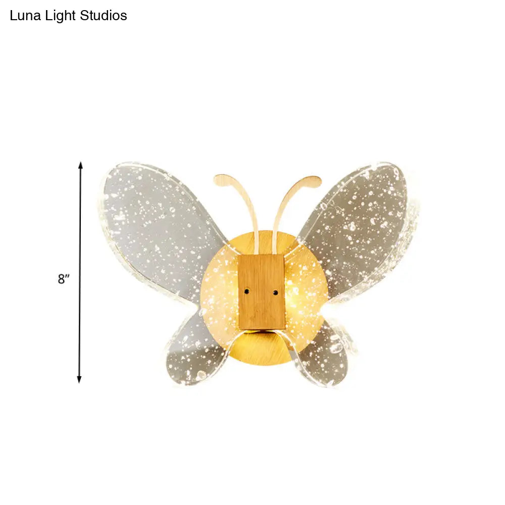 Gold Led Butterfly Bubble Crystal Sconce For Modern Bedroom Lighting