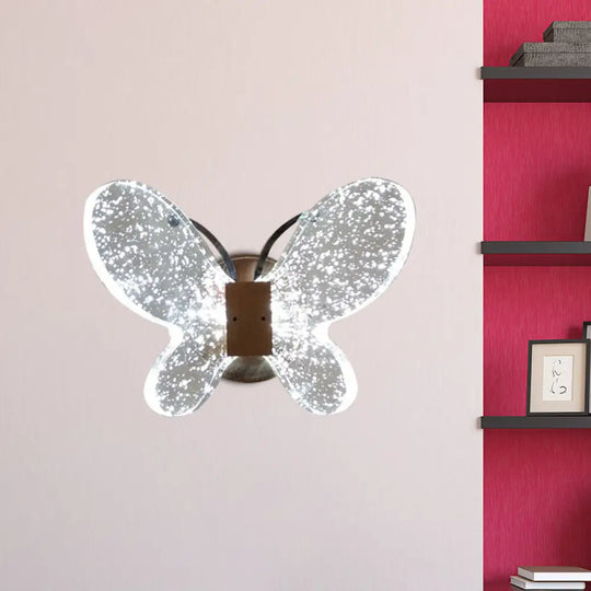 Gold Led Butterfly Crystal Wall Sconce: Minimalist Lighting For Bedroom