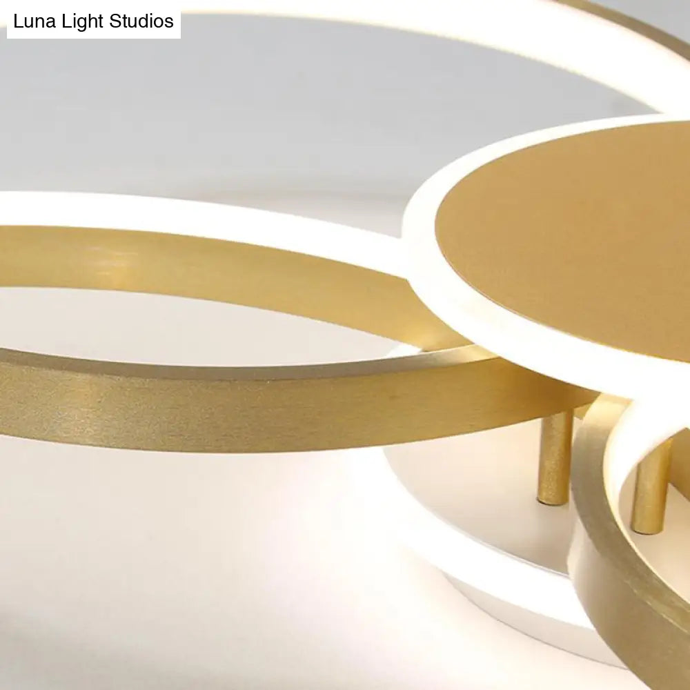 Gold Led Ceiling Fixture With Contemporary Acrylic Design Circular Semi - Flush Mount In Warm/White