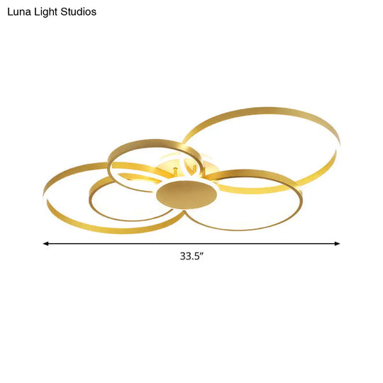 Gold Led Ceiling Fixture With Contemporary Acrylic Design Circular Semi-Flush Mount In Warm/White