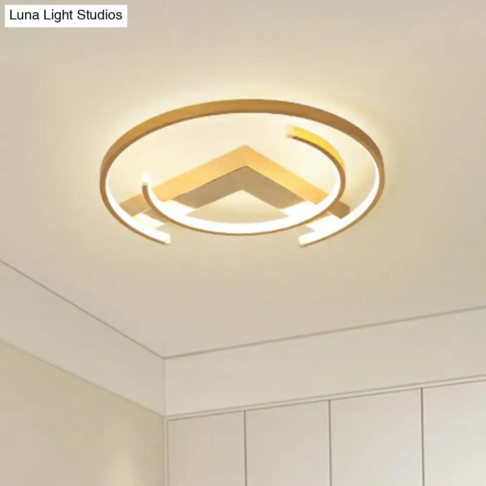 Gold Led Ceiling Flush Light With V And C Shaped Mount Design Acrylic Shade / 18 White