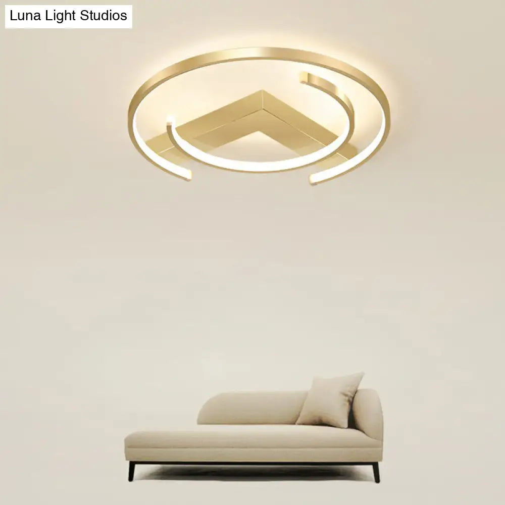 Gold Led Ceiling Flush Light With V And C Shaped Mount Design Acrylic Shade