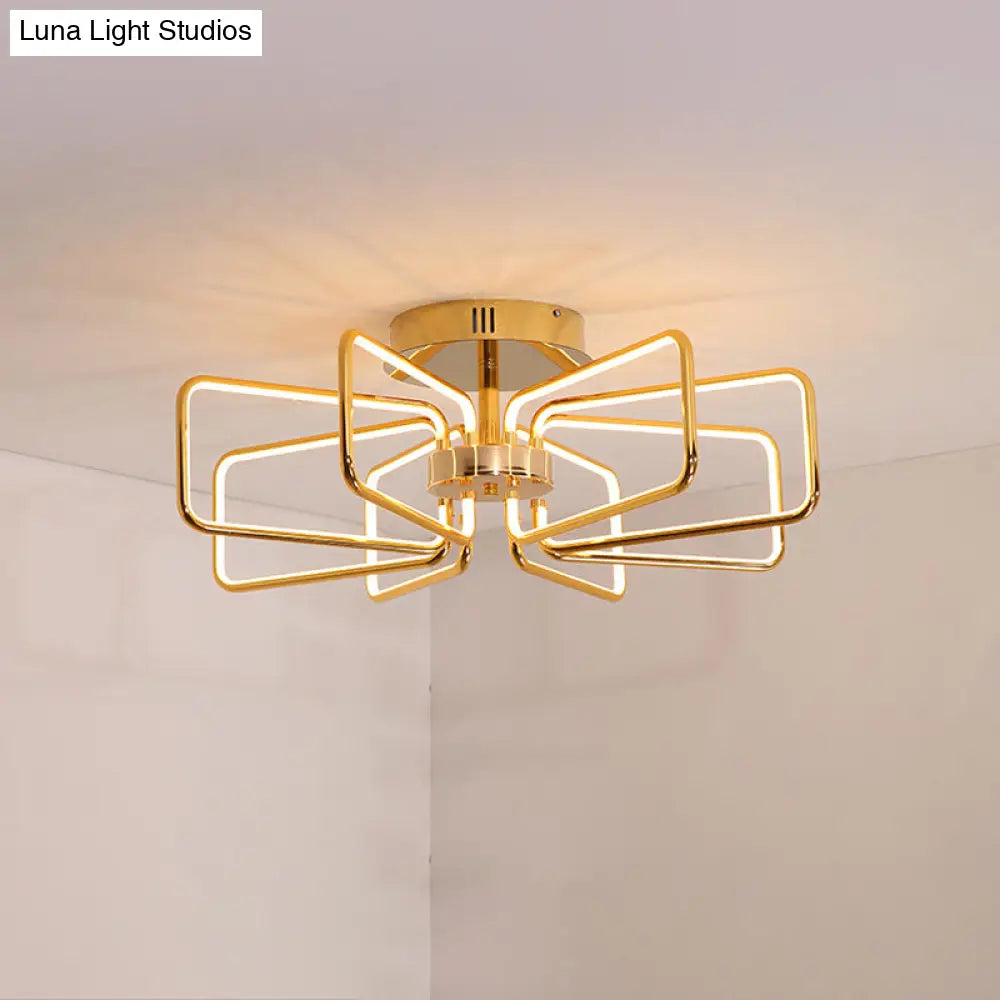 Gold Led Ceiling Light Modernism - Acrylic Semi Mount For Bedroom 23.5’/31.5’ W