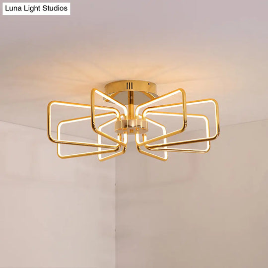 Gold Led Ceiling Light Modernism - Acrylic Semi Mount For Bedroom 23.5’/31.5’ W