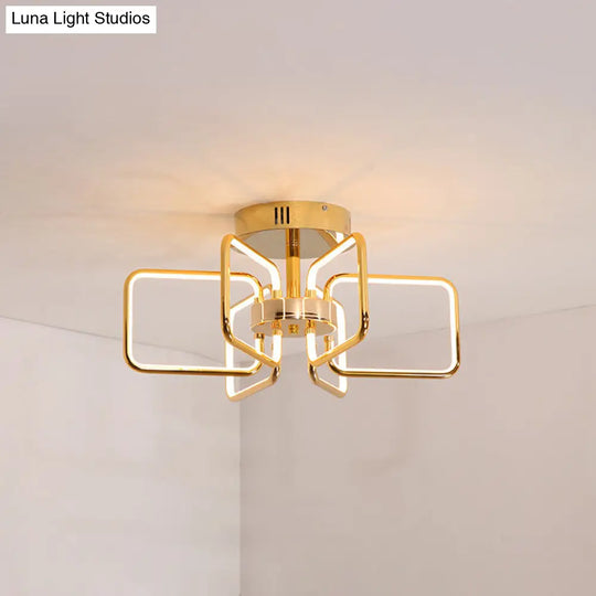 Gold Led Ceiling Light Modernism - Acrylic Semi Mount For Bedroom 23.5/31.5 W / 23.5