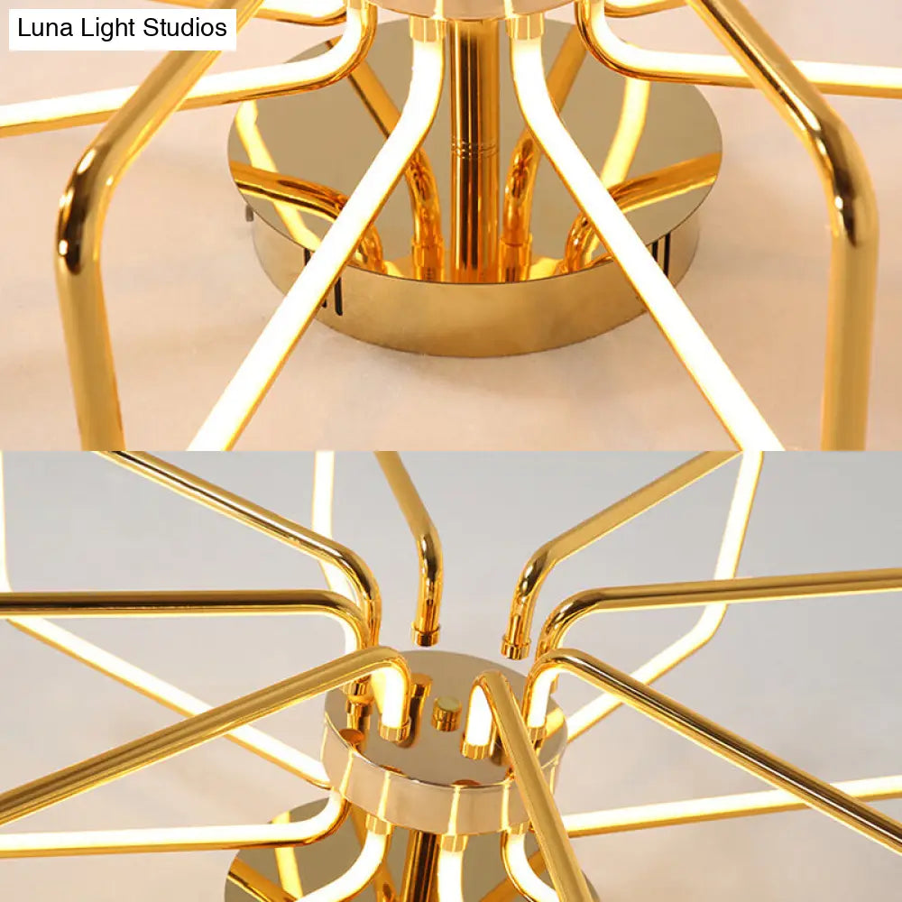 Gold Led Ceiling Light Modernism - Acrylic Semi Mount For Bedroom 23.5/31.5 W