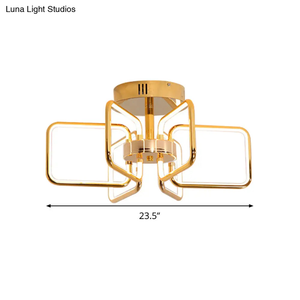 Gold Led Ceiling Light Modernism - Acrylic Semi Mount For Bedroom 23.5’/31.5’ W