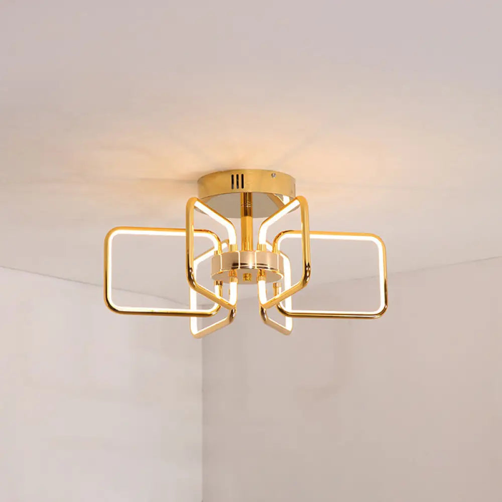 Gold Led Ceiling Light Modernism - Acrylic Semi Mount For Bedroom 23.5’/31.5’ W / 23.5’