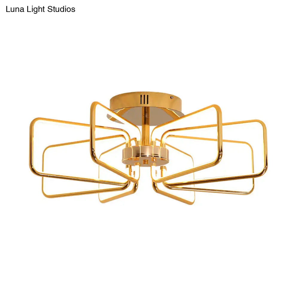 Gold Led Ceiling Light Modernism - Acrylic Semi Mount For Bedroom 23.5’/31.5’ W