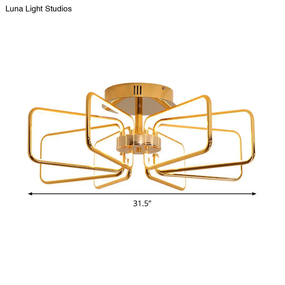 Gold Led Ceiling Light Modernism - Acrylic Semi Mount For Bedroom 23.5/31.5 W