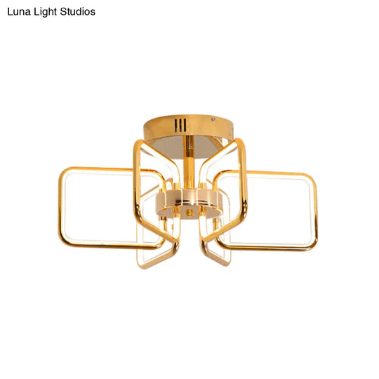 Gold Led Ceiling Light Modernism - Acrylic Semi Mount For Bedroom 23.5/31.5 W